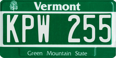 VT license plate KPW255