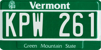VT license plate KPW261