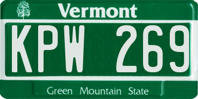 VT license plate KPW269