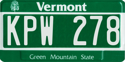 VT license plate KPW278