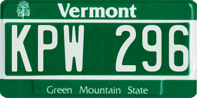 VT license plate KPW296
