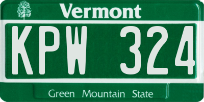 VT license plate KPW324