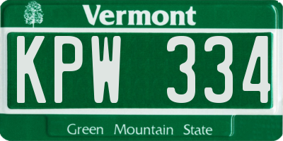 VT license plate KPW334