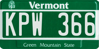 VT license plate KPW366