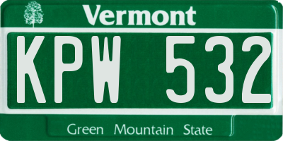 VT license plate KPW532