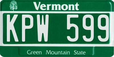 VT license plate KPW599