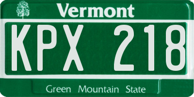 VT license plate KPX218