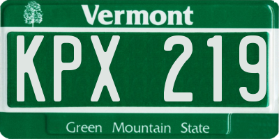 VT license plate KPX219