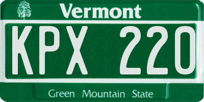 VT license plate KPX220