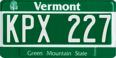 VT license plate KPX227