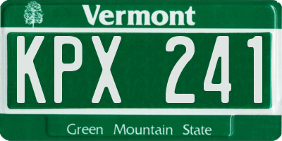 VT license plate KPX241