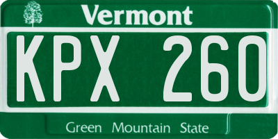 VT license plate KPX260