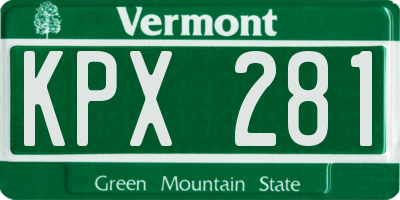 VT license plate KPX281