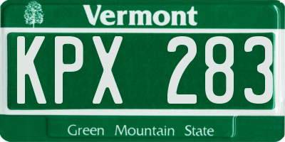 VT license plate KPX283