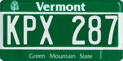 VT license plate KPX287