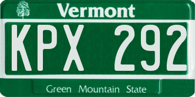 VT license plate KPX292