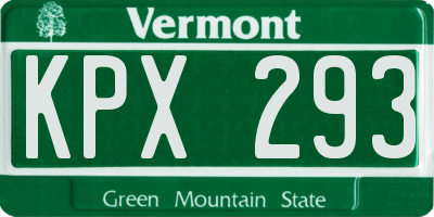 VT license plate KPX293