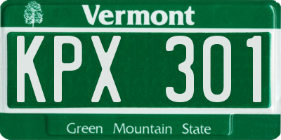 VT license plate KPX301
