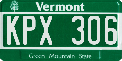 VT license plate KPX306