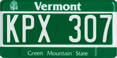 VT license plate KPX307