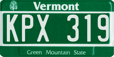 VT license plate KPX319