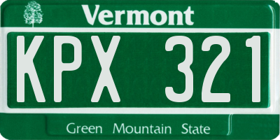 VT license plate KPX321