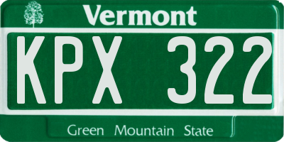 VT license plate KPX322