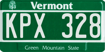 VT license plate KPX328