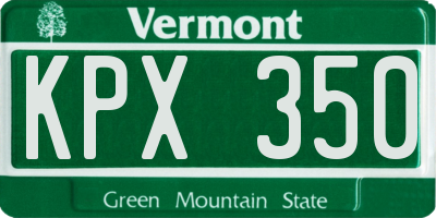 VT license plate KPX350