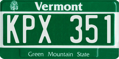 VT license plate KPX351