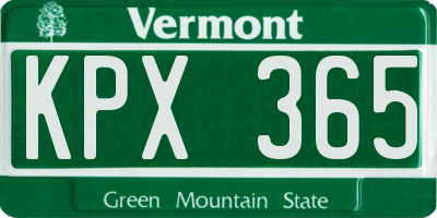 VT license plate KPX365