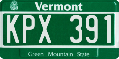 VT license plate KPX391