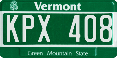 VT license plate KPX408
