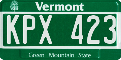 VT license plate KPX423