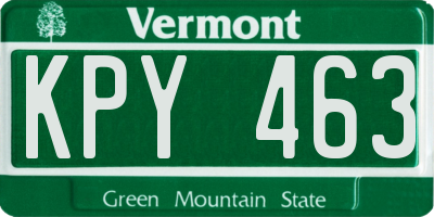 VT license plate KPY463
