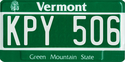 VT license plate KPY506