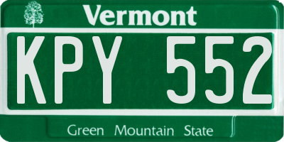 VT license plate KPY552