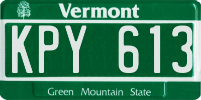 VT license plate KPY613