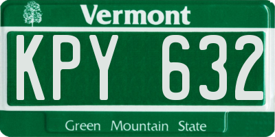 VT license plate KPY632