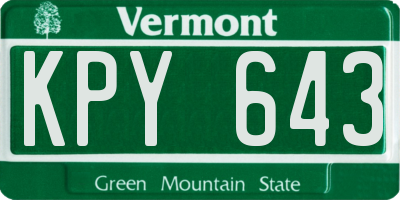VT license plate KPY643