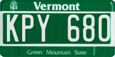 VT license plate KPY680