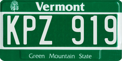 VT license plate KPZ919