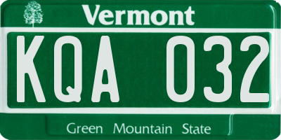 VT license plate KQA032