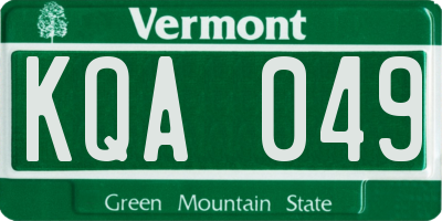 VT license plate KQA049