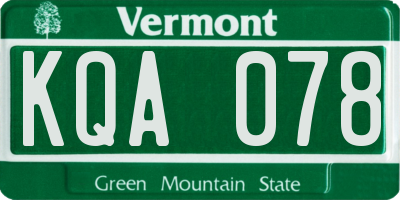 VT license plate KQA078
