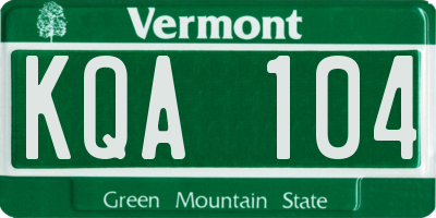 VT license plate KQA104