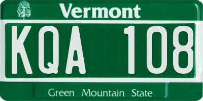 VT license plate KQA108
