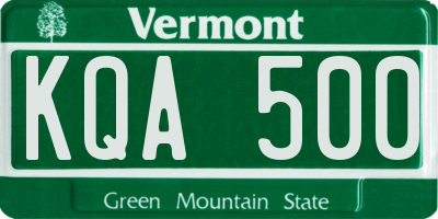 VT license plate KQA500