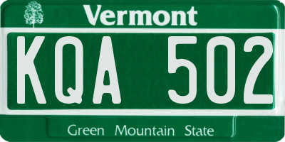VT license plate KQA502