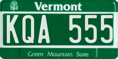 VT license plate KQA555